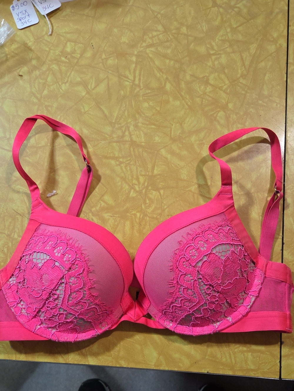 Victoria's Secret Hot Pink Lace Push-Up Bra 32C